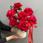 Букет из 7 красных французских роз в коробке — вид 2
